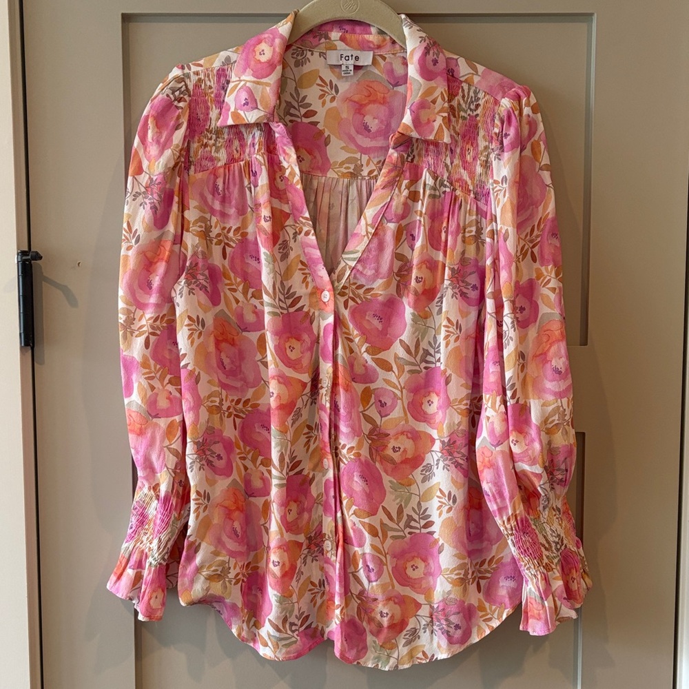 Fate Pink and Orange Floral Blouse